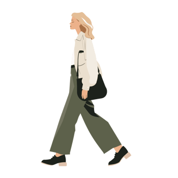 AI generated Stylish Woman Walking with Handbag, Transparent Background, Loose and Fluid Style png
