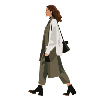 AI generated Stylish Woman Walking with Handbag, Transparent Background, Loose and Fluid Style png