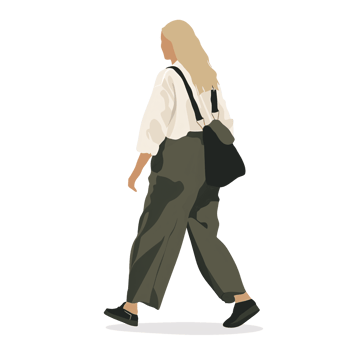 AI generated Stylish Blond Woman Walking , Transparent Background, Loose and Fluid Style png