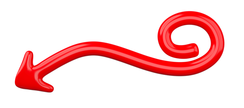 3D Red Curved Arrow Isolated on transparent background. png
