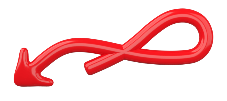3D Red Curved Arrow Isolated on transparent background. png