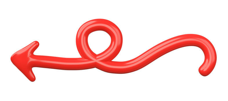 3D Red Curved Arrow Isolated on transparent background. png
