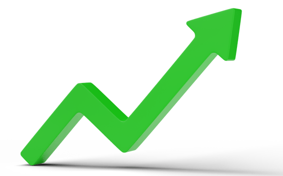 3D Growth arrow isolated on transparent background. png