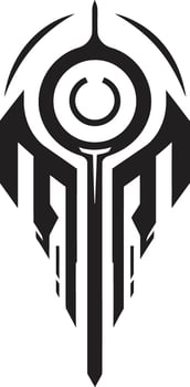 Binary Harmony Elegant Cybernetic Design in Monochrome Futuristic Fusion Monochrome Vector Logo for Black Cybernetic Bliss