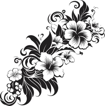 Enchanting Entwines Chic Emblem with Decorative Floral Design Botanic Bounty Elegant Black Logo Design with Decorative Corners vector