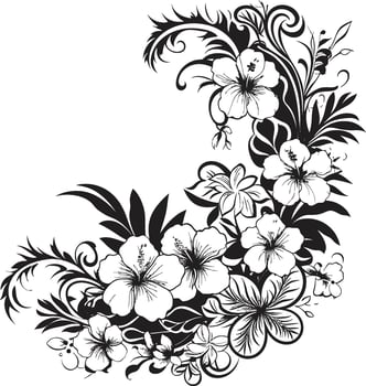 Botanic Bliss Sleek Vector Emblem Featuring Decorative Floral Design Eternal Elegance Chic Black Icon with Decorative Corners