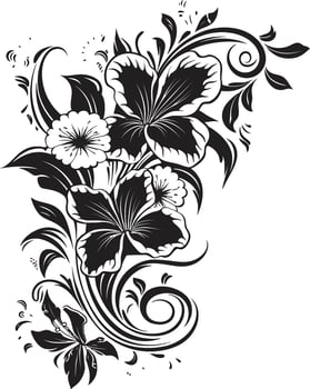 Blossom Elegance Chic Vector Emblem with Decorative Corners Botanic Bliss Elegant Black Logo Design with Decorative Floral Corners