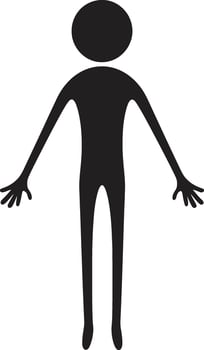 Animated Antics Chic Stickman Logo in Monochrome Delight Sketchbook Swagger Sleek Black Icon with Doodle Stickman vector