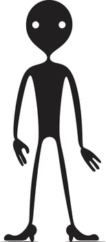 Comic Curves Black Stickman Icon in Sleek Monochrome Playful Perfection Doodle Stickman Logo in Chic Elegance vector