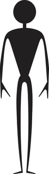Whimsical Waves Chic Monochrome Logo with Stickman Charm Cartoon Canvas Elegant Black Stickman Icon in Vector Design