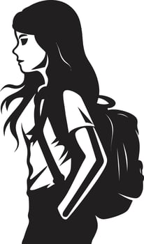 Academic Ascent Celebrating Women in Student Vector Black Logo Symbol FemmeIntellect Stylish Female Student Logo Design in Black Vector