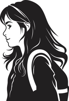 FemmeFutures Black Logo Design Icon Signifying Aspiring Female Students Academic Allure Elegant Black Logo Design for Ambitious Female Students vector