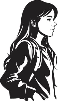 FemmeFutures Empowering Black Logo Symbol for Aspiring Female Students FutureFemme Black Logo Design Icon Symbolizing Ambitious Female Students vector