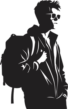 Dynamic Diplomacy Vector Black Logo Design for Goal Oriented Male Students Intrepid Intellect Sleek Black Symbol Representing Ambitious Male Students