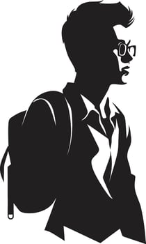 Scholarly Signature Black Icon for Accomplished Male Students EduElite Emblem Dynamic Vector Black Logo for High Achieving Male Students