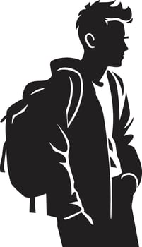 Educational Eminence Black Logo Design for Distinguished Male Students Virtuoso Vision Masculine Vector Symbol in Black Logo Design