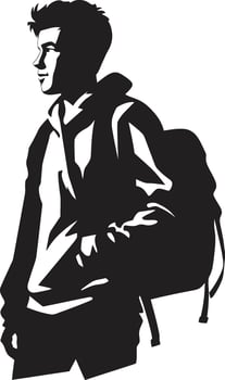 Intrepid Intellect Symbolic Vector Black Logo for Ambitious Male Students Scholarly Silhouette Black Icon Signifying Academic Excellence for Male Students