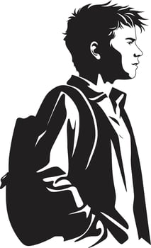 Cerebral Craftsmanship Vector Black Logo Design for Male Students Achieve Apex Masculine Symbol in Black Logo for Male Student Success