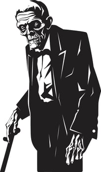 Undead Uproar Iconic Vector Symbol Embracing the Spooky Presence of a Zombie Spectral Sire Dynamic Black Logo Featuring a Frightening Zombie Man Icon