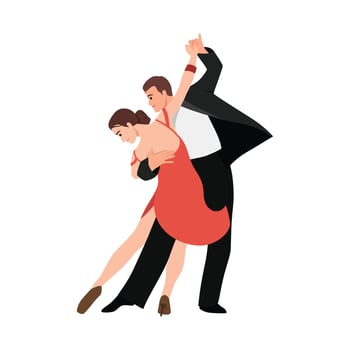Young man and woman dancing on the floor at party. vector