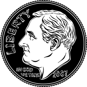 United States dime coin obverse vector