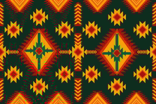 Southwestern Navajo patterns featuring triangles, zigzags, diamonds and stepped motifs  characteristic of traditional Southwestern Native American tribal for textiles and decor fashion and product vector