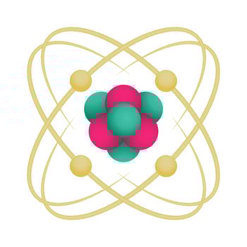 Structure of an atom with protons neutrons and electrons. vector