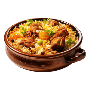 AI generated Delicious dum handi biryani in bowl isolated on transparent background png