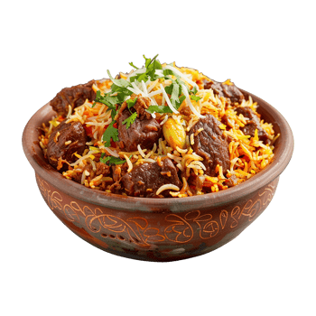 AI generated Delicious dum handi biryani in bowl isolated on transparent background png