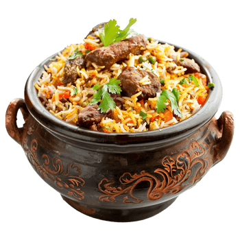 AI generated Delicious dum handi biryani in bowl isolated on transparent background png