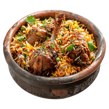 AI generated Delicious dum handi biryani in bowl isolated on transparent background png