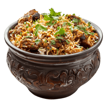 AI generated Delicious dum handi biryani in bowl isolated on transparent background png