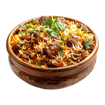 AI generated Delicious dum handi biryani in bowl isolated on transparent background png