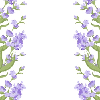 Decorative frame of lavender flowers for your design. illustration isolated on white background. vector