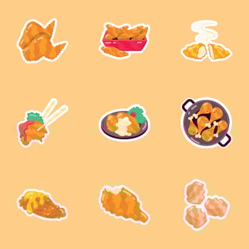 Latest Set of Chicken Flat Stickers vector