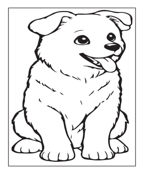 AI generated cute dog coloring page vector