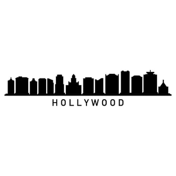 Hollywood skyline on white background vector