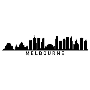 Melbourne skyline illustrated on white background vector
