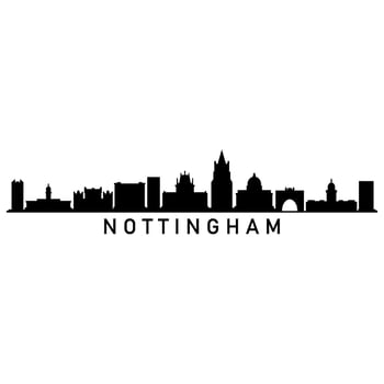 Nottingham skyline illustrated on white background vector