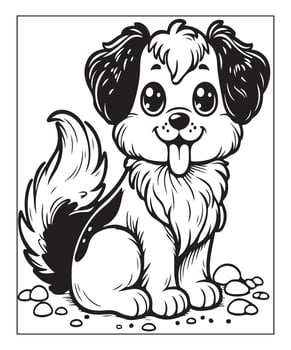AI generated clean vector line art dog coloring page for kids