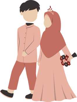 Muslim bridal couple wearing pink clothes png