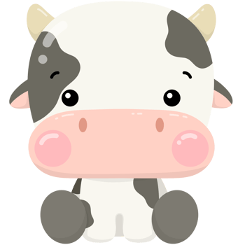 Black and white cute cow png