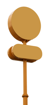 Outdoor yellow pole circle and rectangular billboard png