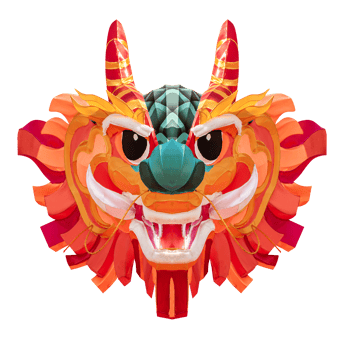 Colorful balloon head dragon png