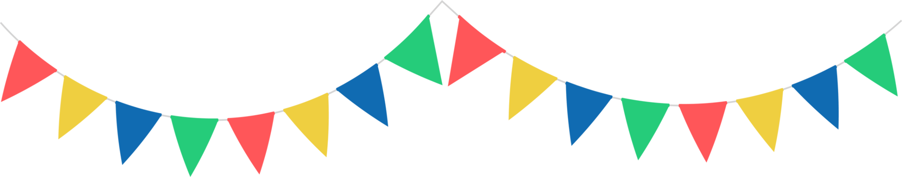Triangular swag flags, decorative colorful party pennants for birthday celebration, festival decoration. png