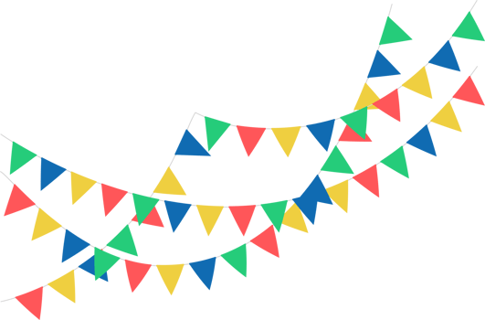Triangular swag flags, decorative colorful party pennants for birthday celebration, festival decoration. png