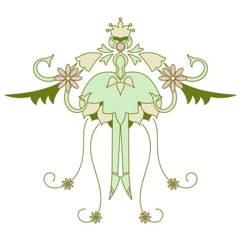 cartoon woman Green and pastel abstract flowers for decorating book covers. vector