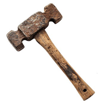 AI generated Rusty metal sledge hammer isolated on transparent background png