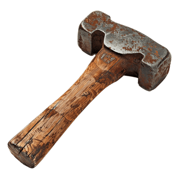 AI generated Rusty metal sledge hammer isolated on transparent background png