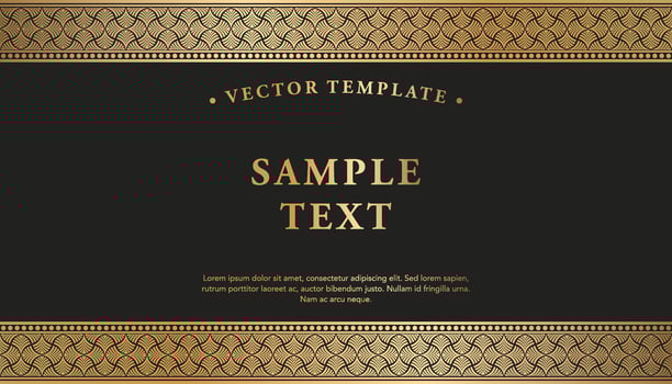Elegant Black and Gold Background with Gold Border Frame Floral Seamless Pattern vector